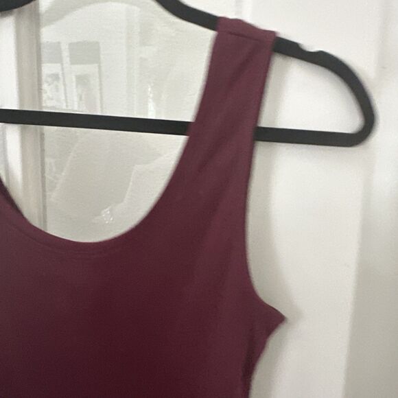 Burgundy Bodycon Dress Ribbed Tank Womens Large NWT - Picture 6 of 11